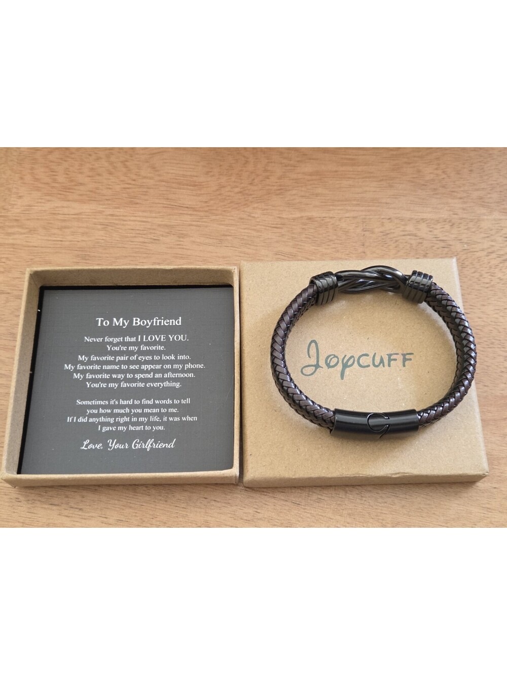 Jopcuff To My Boyfriend Braided Leather Bracelet Infinity Magnetic Clasp Gift